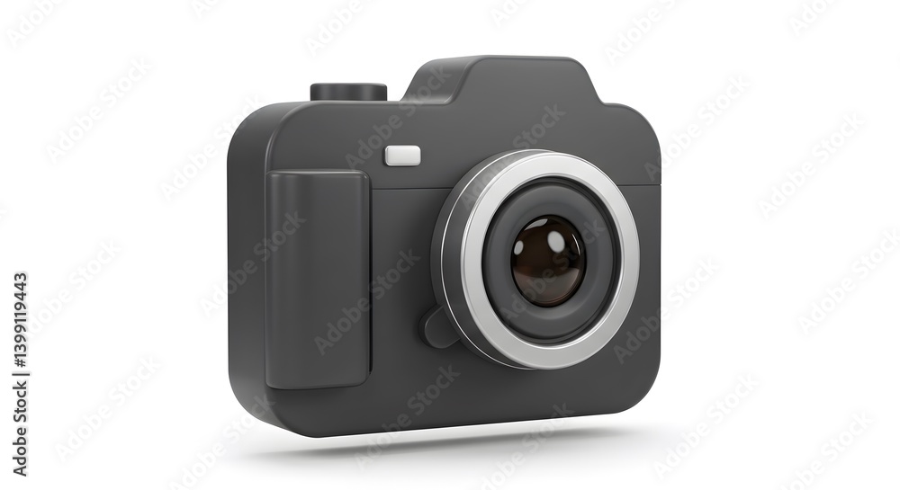 Poster Stylized 3D Render of Compact Digital Camera on White Background