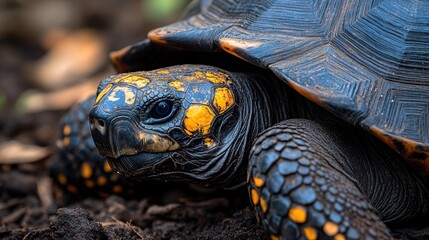 Close-up of a  Spectacular  Yellow-footed Tortoise