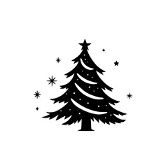 Minimalist Black and White Christmas Tree Silhouette