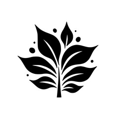 Elegant Black Leaf Logo on White: Minimalist Design