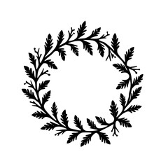 Elegant Black & White Laurel Wreath: Vector Illustration