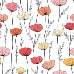 Corn poppy  pattern.Exquisite vector floral patterns.