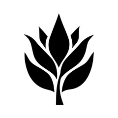 Minimalist Black and White Floral Logo Icon, Nature Design Element