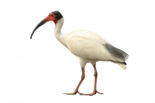 Realistic Ibis Bird with Long Beak Standing Gracefully Transparent Background