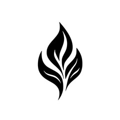 Elegant Black Leaf Logo Design on White Background