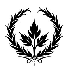 Black and White Leafy Emblem: Minimalist Floral Design for Branding