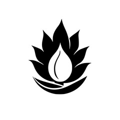 Minimalist Lotus Flower Logo - Black and White, Nature Symbol