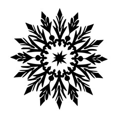 Vector Snowflake: Black and White Winter Illustration, Abstract Ornament