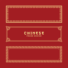 Chinese border ornament collection on red background