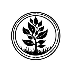 Black and White Circular Tree Logo - Nature, Growth, Sustainability