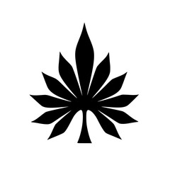 Bold Black Leaf Silhouette on White Background - Vector Illustration