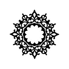 Intricate Black Mandala on White, Decorative Design Element