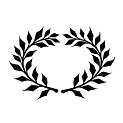 Black and White Laurel Wreath Illustration, Victory Symbol
