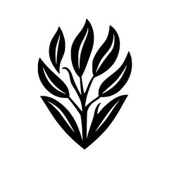 Minimalist Leafy Stem Illustration: Black and White Nature Design