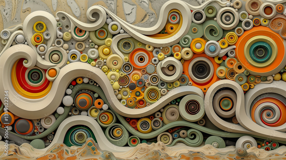 Poster colorful abstract pattern with spirals and circles