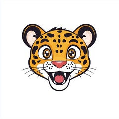 Cartoon illustration of a leopard's face with open mouth and visible teeth