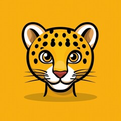Cartoon illustration of a leopard's face with yellow fur and black spots
