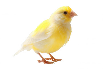 Small Yellow Canary Bird Isolated on White Background Transparent Background