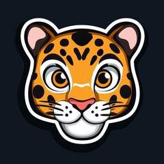 Cartoon illustration of a tiger's face with black outline and dark gray background