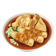 close up of Pempek Palembang (Indonesian Food) illustration