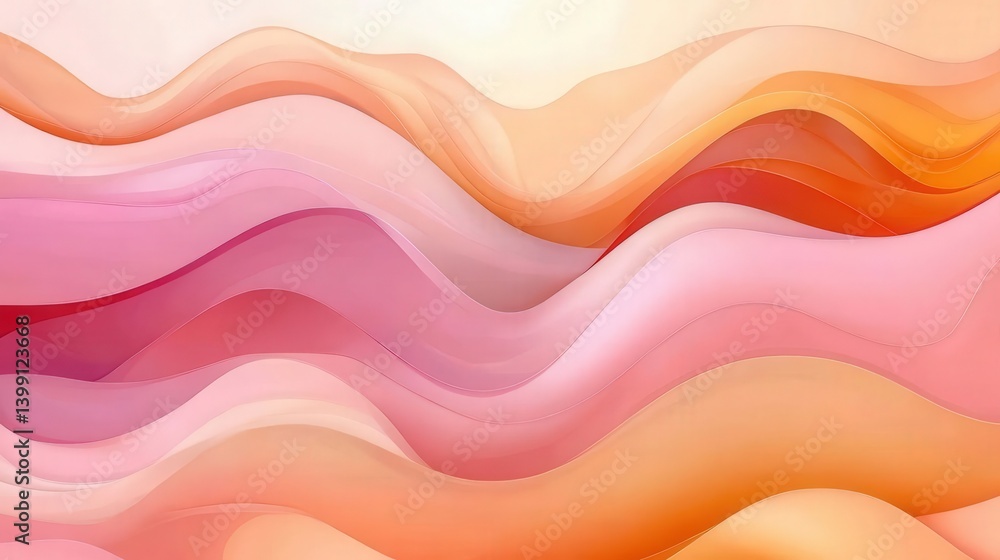 Aufkleber elegant abstract background featuring soft orange and pink waves in a warm color palette. high-resol