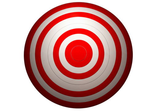 Red and White Circular Target with Concentric Rings Design on Black