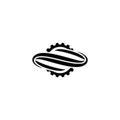 Abstract Gear Logo Design: Black and White Modern Icon