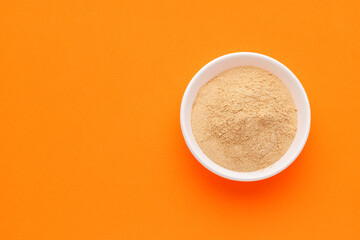 Maca powder, natural supplement derived from the root of Lepidium meyenii.