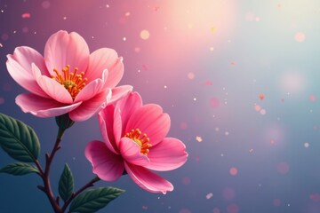 Soft petals of flowers in various hues against a gradient background, pink, delicate