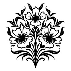 Elegant Floral Motif: Black and White Vector Illustration