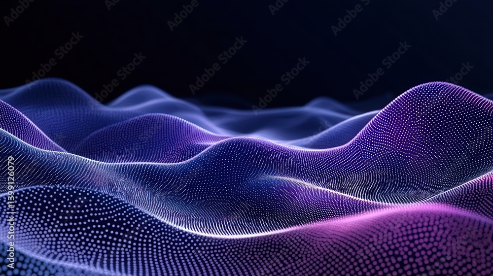 Poster abstract digital background featuring mesh grid in dark blue and purple. represents big data technol