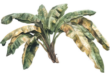 Lush green tropical plant with large leaves, showcasing vibrant colors and unique textures.