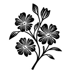 Elegant Black and White Floral Illustration on White Background