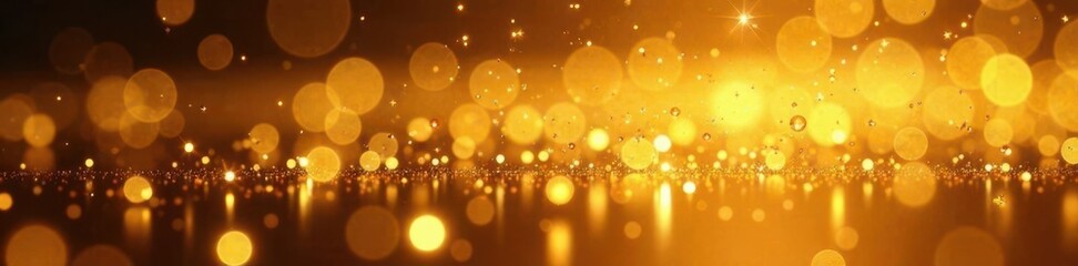 Sparkling light effects on a gold-colored mirror, shimmer, luxurious