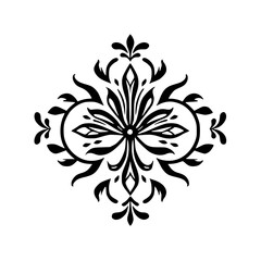 Elegant Black and White Floral Damask Motif Design
