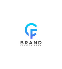 Obraz premium Modern Blue Gradient CF Letter Logo Design Brand Identity
