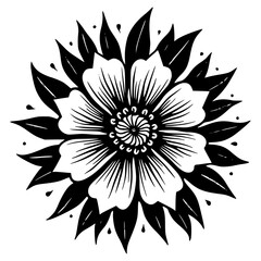 Detailed Black and White Floral Mandala Design