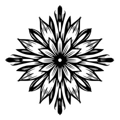 Black & White Mandala Flower: Floral Vector Art