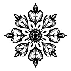 Elegant Black & White Floral Mandala Illustration