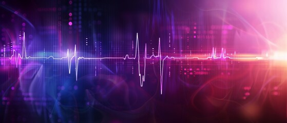 3D heart with electrocardiogram on technological background – healthcare, heartbeat and digital cardiology concept

