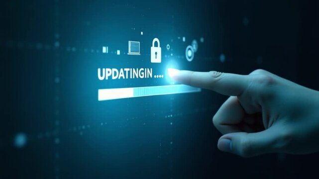 Update software application upgrade technology concept. Software update or Operating system, patch update, updating progress bar, Install app patch, new version, Improved security, program downloading