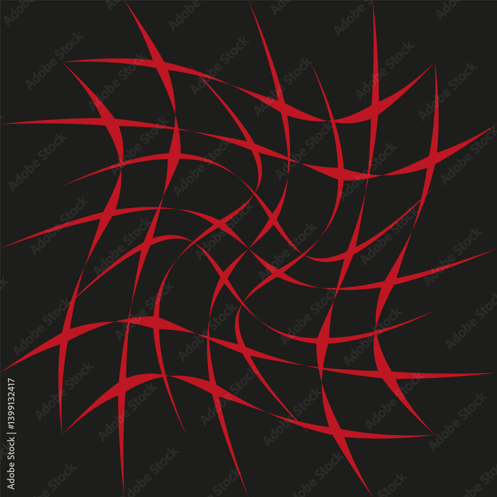 Poster red swirl pattern. dynamic starburst shape. black background contrast. vector illustration.