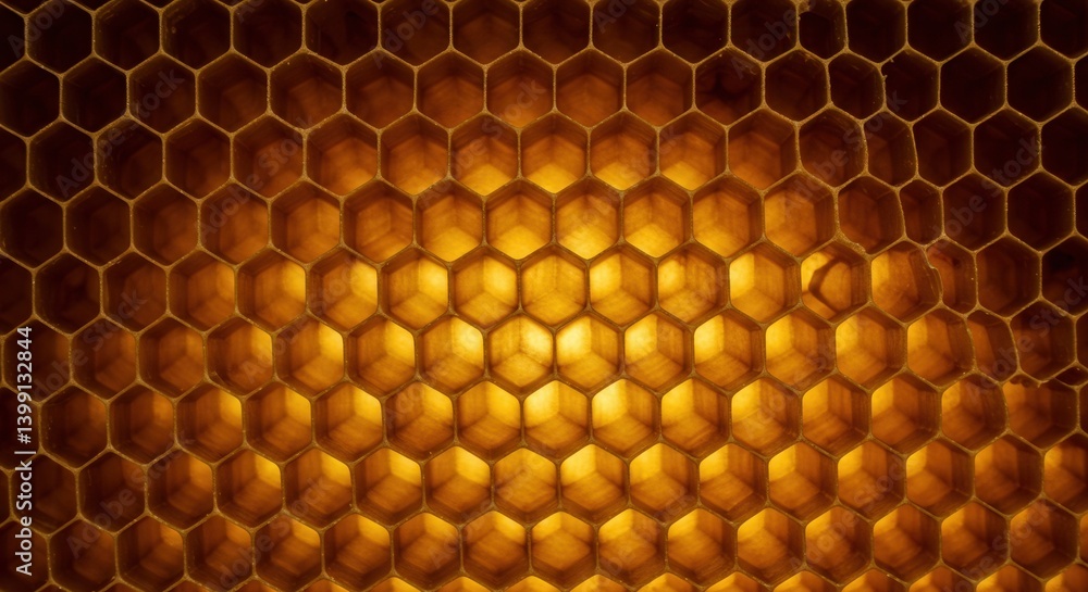 Aufkleber golden honeycomb pattern revealing its structure and hexagonal cells
