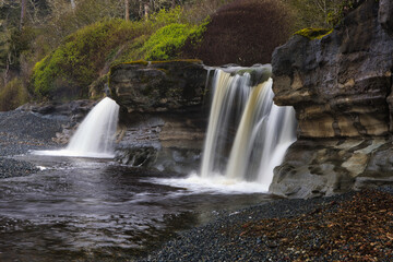 Sandcut Beach and Waterfalls near Sooke, Vancouver Island, British Colombia, Canada 