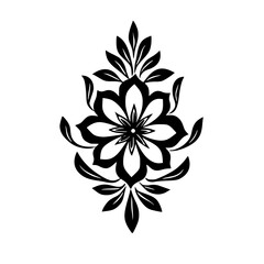 Elegant Black Floral Ornament on White Background