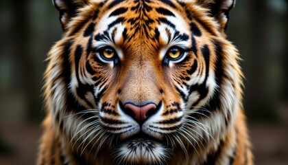 Obraz premium Close-up tiger face in forest