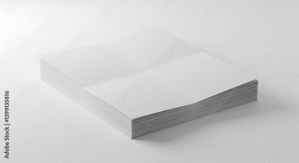 Poster stack of pristine blank paper, ready for creative projects and presentations