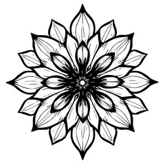 Intricate Floral Mandala Illustration in Black and White