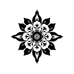 Black & White Floral Mandala Design, Ornate, Decorative, Geometric