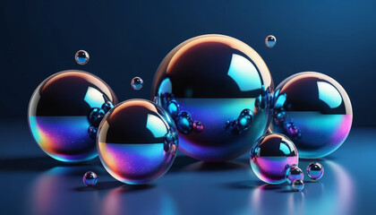 Colorful bubbles reflect light in vibrant display, creating mesmerizing visual effect